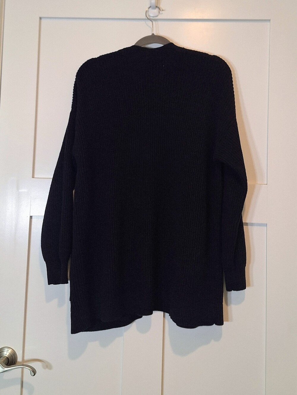 Loft Cardigan Grandpa Style Button Down Knit Sweater Stretch Pockets Black XL - Picture 10 of 13
